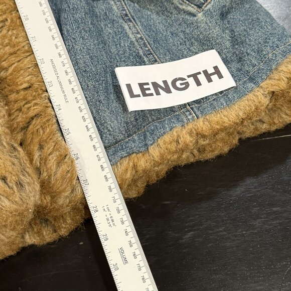 Penny Lane VTG Y2K MixIt Denim Jean Faux Fur Womens Hippie Coat Jacket Sz Medium - Picture 10 of 10